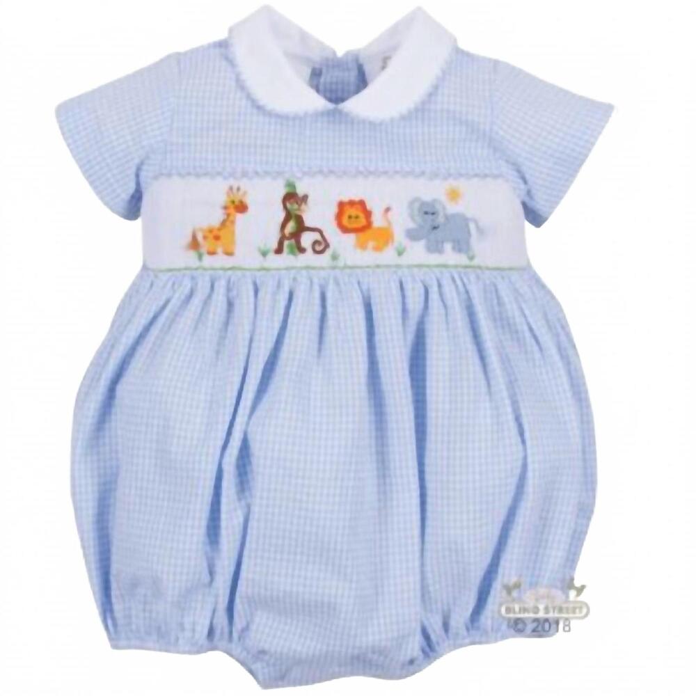 NEW LULU BEBE baby boy's noah zoo pals bubble in blue